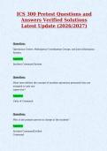 ICS 300 Pretest Questions and&NewLine;Answers Verified Solutions&NewLine;Latest Update &lpar;2026&sol;2027&rpar;