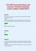ICS 300 Exam Questions and&NewLine;Answers Verified Solutions&NewLine;Latest Update &lpar;2026&sol;2027&rpar;