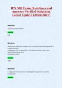 ICS 300 Exam Questions and&NewLine;Answers Verified Solutions&NewLine;Latest Update &lpar;2026&sol;2027&rpar;