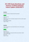 ICS 300 Exam Questions and&NewLine;Answers Verified Solutions&NewLine;Latest Update &lpar;2026&sol;2027&rpar;