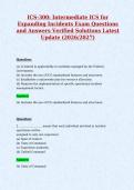 ICS-300&colon; Intermediate ICS for&NewLine;Expanding Incidents Exam Questions&NewLine;and Answers Verified Solutions Latest&NewLine;Update &lpar;2026&sol;2027&rpar;