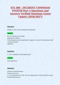 ICS 300 - INCIDENT COMMAND&NewLine;SYSTEM Part 1 Questions and&NewLine;Answers Verified Solutions Latest&NewLine;Update &lpar;2026&sol;2027&rpar;