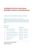 Air Methods Critical Care Exam &lpar;Actual 2025&sol;2026&rpar; &ndash; 199 Questions and Verified Answers