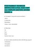 PTCB PHARMACY TECHNICIAN&NewLine;CERTIFICATION ACTUAL EXAM SCRIPT&NewLine;2026 COMPLETE QUESTIONS ANSWERS&NewLine;GRADED A&plus;