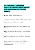 PTCB PHARMACY TECHNICIAN&NewLine;CERTIFICATION FINAL REVIEW MANUAL&NewLine;2026 TESTED QUESTIONS CORRECT&NewLine;ANSWERS