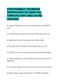 PTCB PHARMACY TECHNICIAN&NewLine;CERTIFICATION TEST BANK 2026&NewLine;COMPLETE STUDY SHEET SOLVED&NewLine;QUESTIONS