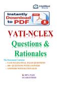 VATI-NCLEX Final Exam Practice 2026&sol;2027&colon; 100&plus; Questions and Answers with Rationales &vert; Latest Verified Guide Graded A&plus;