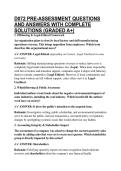 D072 PRE-ASSESSMENT QUESTIONS AND ANSWERS WITH COMPLETE SOLUTIONS &lpar;GRADED A&plus;&rpar;