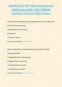 ARDMS ECHO TEST 2026 comprehensive EXAM &lpar;Latest 2026 2027 UPDATE&rpar; Questions & Answers 100- Correct