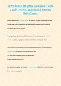 68W LIMITED PRIMARY CARE &lpar;Latest 2026 2027 UPDATE&rpar; Questions & Answers 100- Correct