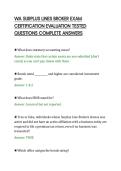 WA SURPLUS LINES BROKER EXAM&NewLine;CERTIFICATION EVALUATION TESTED&NewLine;QUESTIONS COMPLETE ANSWERS