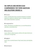 WA SURPLUS LINES BROKER EXAM&NewLine;COMPREHENSIVE TEST PAPER QUESTIONS&NewLine;AND SOLUTIONS GRADED A&plus;