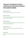 WARDLAWS CONTEMPORARY NUTRITION&NewLine;CHAPTER 16 FINAL PAPER SOLVED QUESTIONS&NewLine;WITH COMPLETE ANSWERS
