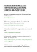 WATER DISTRIBUTION PRACTICE 240&NewLine;CERTIFICATION EVALUATION TESTED&NewLine;QUESTIONS COMPLETE ANSWERS