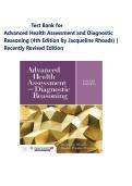 Test Bank for Advanced Health Assessment and Diagnostic Reasoning &lpar;4th Edition by Jacqueline Rhoads&rpar; &vert; Recently Revised Edition &vert; Verified Questions and Correct Answers &vert; Expert Verified &vert; Newest 2026 A&plus; Grade
