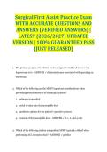 Surgical First Assist Practice Exam WITH ACCURATE QUESTIONS AND ANSWERS &lpar;VERIFIED ANSWERS&rpar; &vert; LATEST &lpar;2026&sol;2027&rpar; UPDATED VERSION &vert; 100&percnt; GUARANTEED PASS &lbrace;JUST RELEASED&rcub;