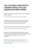 WGU C201 BUSINESS ACUMEN OBJECTIVE&NewLine;ASSESSMENT UPDATED ACTUAL EXAM&NewLine;QUESTIONS AND CORRECT ANSWERS
