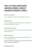 WGU C777 FINAL PAPER UPDATED&NewLine;QUESTIONS VERIFIED COMPLETE&NewLine;ANSWERS 100 PERCENT CORRECT&NewLine;