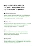 WGU C957 APPLIED ALGEBRA OA&NewLine;CERTIFICATION EVALUATION TESTED&NewLine;QUESTIONS COMPLETE ANSWERS