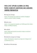 WGU C957 APPLIED ALGEBRA OA FINAL&NewLine;PAPER COMPLETE QUESTIONS AND ANSWERS&NewLine;VERIFIED PREPARATION