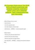 CDL Passenger Endorsement Test EXAM WITH ACCURATE QUESTIONS AND ANSWERS &lpar;VERIFIED ANSWERS&rpar; &vert; LATEST &lpar;2026&sol;2027&rpar; UPDATED VERSION &vert; 100&percnt; GUARANTEED PASS &lbrace;JUST RELEASED&rcub;