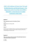 FDNY S-93 Certificate of Fitness Exam Test with Certified Questions and Revised Answers &vert; Fire Department of the City of New York &lpar;FDNY&rpar; &vert; 2026&sol;2027 &vert; Comprehensive Fire Safety Certification Study Guide