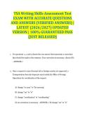 TSA Writing Skills Assessment Test EXAM WITH ACCURATE QUESTIONS AND ANSWERS &lpar;VERIFIED ANSWERS&rpar; &vert; LATEST &lpar;2026&sol;2027&rpar; UPDATED VERSION &vert; 100&percnt; GUARANTEED PASS &lbrace;JUST RELEASED&rcub;