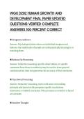 WGU D202 HUMAN GROWTH AND&NewLine;DEVELOPMENT FINAL PAPER UPDATED&NewLine;QUESTIONS VERIFIED COMPLETE&NewLine;ANSWERS 100 PERCENT CORRECT