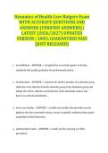 Dynamics of Health Care Rutgers Exam WITH ACCURATE QUESTIONS AND ANSWERS &lpar;VERIFIED ANSWERS&rpar; &vert; LATEST &lpar;2026&sol;2027&rpar; UPDATED VERSION &vert; 100&percnt; GUARANTEED PASS &lbrace;JUST RELEASED&rcub;