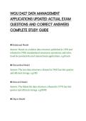WGU D427 DATA MANAGEMENT&NewLine;APPLICATIONS UPDATED ACTUAL EXAM&NewLine;QUESTIONS AND CORRECT ANSWERS&NewLine;COMPLETE STUDY GUIDE