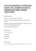 WGU D430 FUNDAMENTALS OF INFORMATION&NewLine;SECURITY TEST 6 EXAMPREP TEST BANK FULL&NewLine;QUESTIONS AND CORRECT ANSWERS&NewLine;ALREADY PASSED