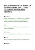 WGU D430 FUNDAMENTALS OF INFORMATION&NewLine;SECURITY TEST 6 FINAL PAPER COMPLETE&NewLine;QUESTIONS AND ANSWERS VERIFIED&NewLine;PREPARATION