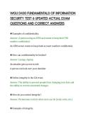 WGU D430 FUNDAMENTALS OF INFORMATION&NewLine;SECURITY TEST 6 UPDATED ACTUAL EXAM&NewLine;QUESTIONS AND CORRECT ANSWERS