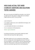 WGU D450 ACTUAL TEST PAPER&NewLine;COMPLETE QUESTIONS AND SOLUTIONS&NewLine;TESTED ANSWERS