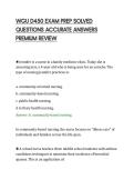 WGU D450 EXAM PREP SOLVED&NewLine;QUESTIONS ACCURATE ANSWERS&NewLine;PREMIUM REVIEW