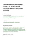 WISCONSIN NURSING JURISPRUDENCE&NewLine;ACTUAL TEST PAPER COMPLETE&NewLine;QUESTIONS AND SOLUTIONS TESTED&NewLine;ANSWERS