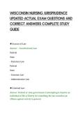 WISCONSIN NURSING JURISPRUDENCE&NewLine;UPDATED ACTUAL EXAM QUESTIONS AND&NewLine;CORRECT ANSWERS COMPLETE STUDY&NewLine;GUIDE