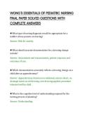 WONG'S ESSENTIALS OF PEDIATRIC NURSING&NewLine;FINAL PAPER SOLVED QUESTIONS WITH&NewLine;COMPLETE ANSWERS
