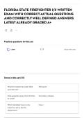 FLORIDA STATE FIREFIGHTER I&sol;II WRITTEN EXAM WITH CORRECT ACTUAL QUESTIONS AND CORRECTLY WELL DEFINED ANSWERS LATEST ALREADY GRADED A&plus;