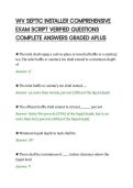 WV SEPTIC INSTALLER COMPREHENSIVE&NewLine;EXAM SCRIPT VERIFIED QUESTIONS&NewLine;COMPLETE ANSWERS GRADED APLUS