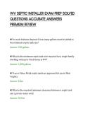 WV SEPTIC INSTALLER EXAM PREP SOLVED&NewLine;QUESTIONS ACCURATE ANSWERS&NewLine;PREMIUM REVIEW