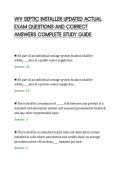 WV SEPTIC INSTALLER UPDATED ACTUAL&NewLine;EXAM QUESTIONS AND CORRECT&NewLine;ANSWERS COMPLETE STUDY GUIDE