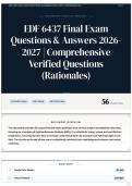 EDF 6437 Final Exam Questions & Answers 2026&sol;2027 &vert; Comprehensive Verified Questions &lpar;Rationales&rpar;