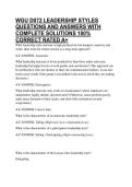 WGU D072 LEADERSHIP STYLES QUESTIONS AND ANSWERS WITH COMPLETE SOLUTIONS 100&percnt; CORRECT RATED A&plus;