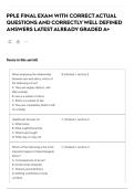 PPLE FINAL EXAM WITH CORRECT ACTUAL QUESTIONS AND CORRECTLY WELL DEFINED ANSWERS LATEST ALREADY GRADED A&plus;