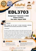 EDL3703 Assignment 1 &lpar;COMPLETE ANSWERS&rpar; Semester 2 2026 - DUE August 2026