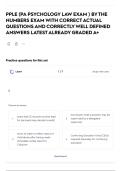PPLE &lpar;PA PSYCHOLOGY LAW EXAM &rpar; BY THE NUMBERS EXAM WITH CORRECT ACTUAL QUESTIONS AND CORRECTLY WELL DEFINED ANSWERS LATEST ALREADY GRADED A&plus;