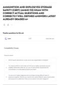 AMMUNITION AND EXPLOSIVES STORAGE SAFETY &lpar;CERT&rpar; &lpar;AMMO 112&rpar; EXAM WITH CORRECT ACTUAL QUESTIONS AND CORRECTLY WELL DEFINED ANSWERS LATEST ALREADY GRADED A&plus;