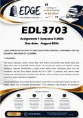 EDL3703 Assignment 1 &lpar;ANSWERS&rpar; Semester 2 2026 - DISTINCTION GUARANTEED
