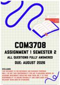 COM3708 Assignment 1 Semester 2 MEMO &vert; Due August 2026